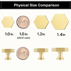 QOGRISUN 10-Pack Solid Brass Cabinet Knobs, 1.4-Inch Diameter, Brushed