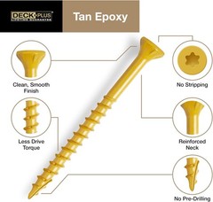 Deck Plus 3 Inch Wood Screws #10 Exterior Epoxy Coated Fence Decking 5lb Box