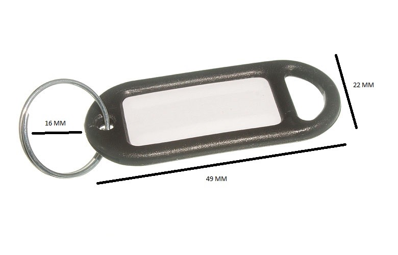 Key Ring Tag 50mm X 20mm With Label And Split Black Pack Of 20