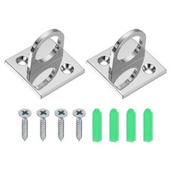Pad Eye Plate U Hooks, 2 Pack Metal Ceiling Hook Wall Mount Loop, Silver