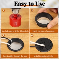 8 Pcs Black Desk Grommet, 2 Inch Desk Hole Cover for Cables, Grommet Cover wi…