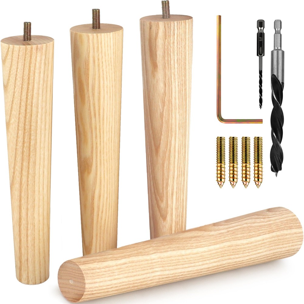 Airy Abode Premium Ash Wood Furniture Legs (Full Install Kit) – Pick Your Size