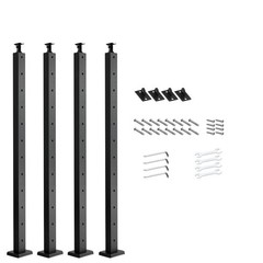 4-Pack Stainless Horizontal Holes Deck Railing Post Black