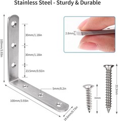 Rustproof 4 Pack L Brackets 4×4 Inches Heavy Duty Shelf Support