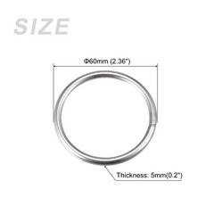 304 Stainless Steel O Rings (60mm OD 5mm Thick) 4pcs, Welded Round Ring