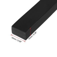 Solid Rectangle Rubber Seal Strip 15mm Wide 10mm Thick, 3 Meters Long Black