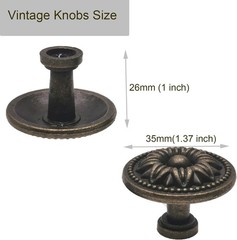 Vintage Flower Shape Cabinet Drawer Knobs, Antique Bronze