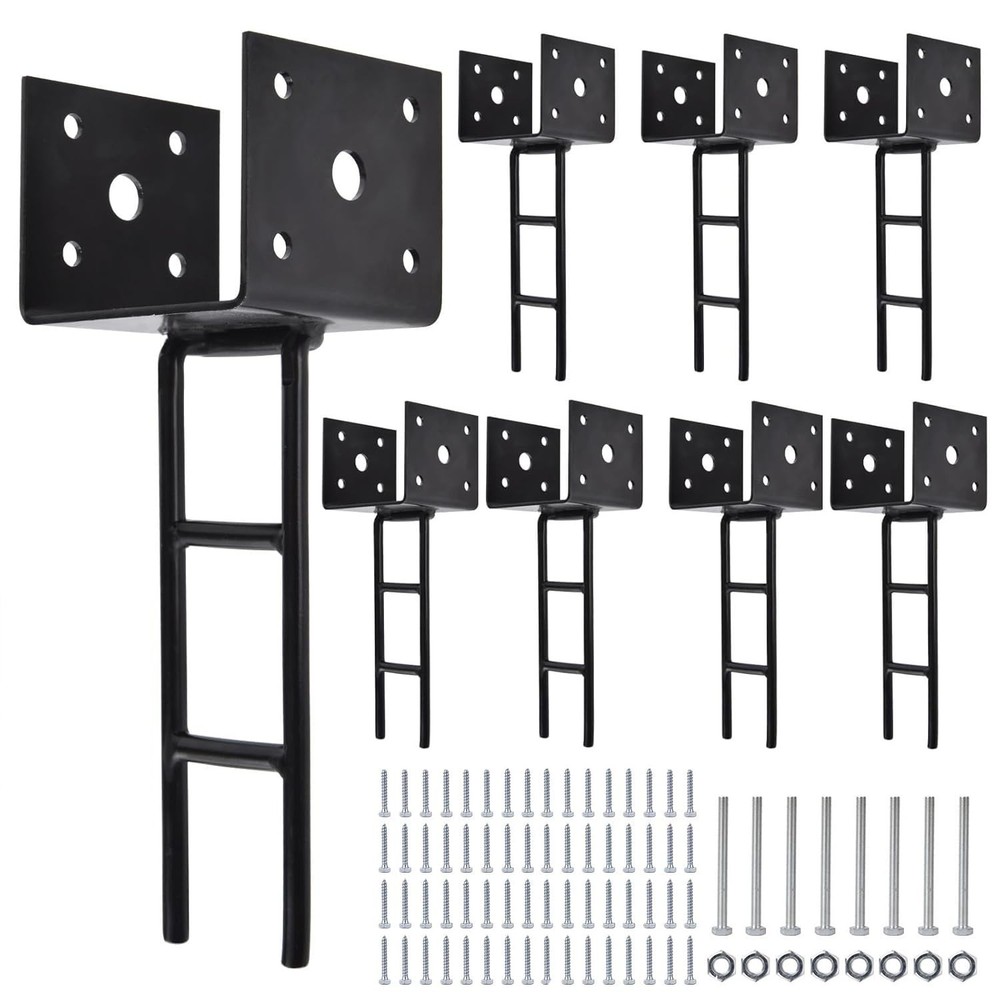 8 Pack U Shape Post Anchor, 4″x 4″ Post Base for Concrete, Design Patent Prod