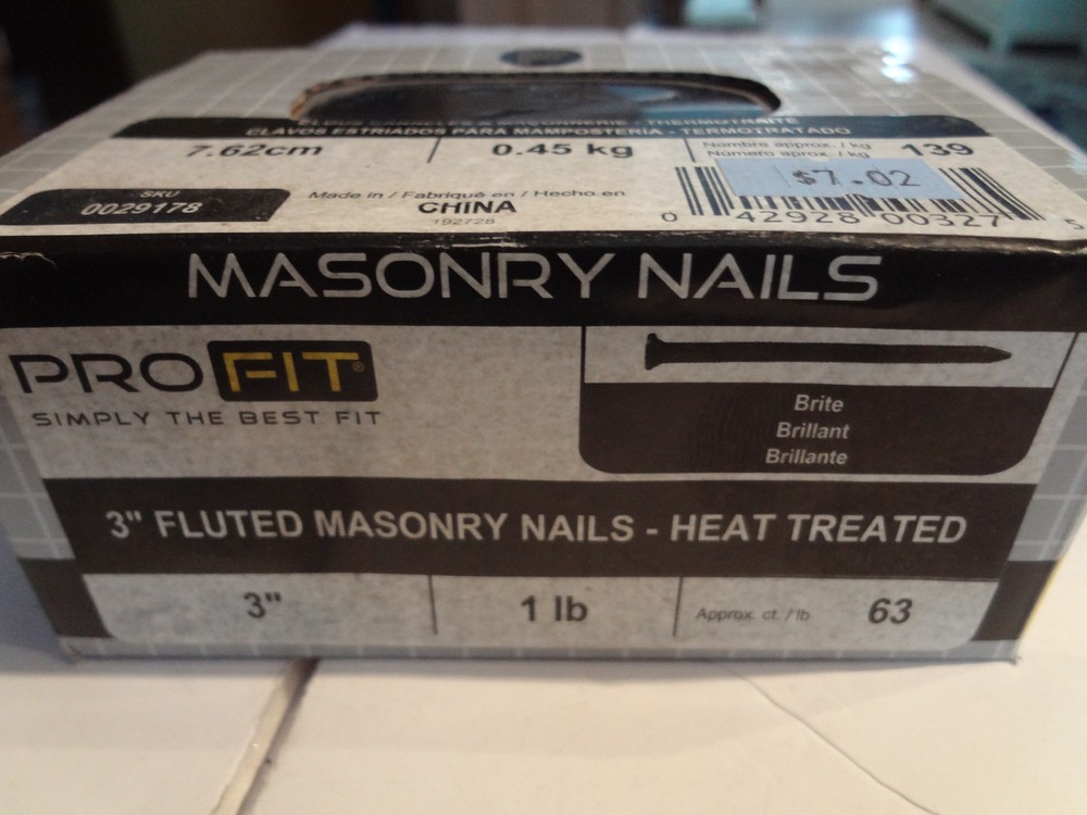 Pro Fit Masonry Nail Fluted Heat Treated 3 In 1 Pound 0029178