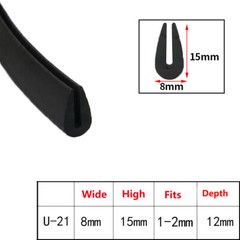0.5mm-60mm Rubber U Channel Edging Trim Seal Strip Profile Edge Protector Slot