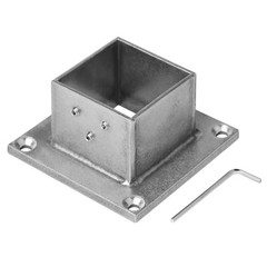 Square Post Flange Base 2″x2″ 304 Stainless Steel 1-3/4″ Height – Fence Support