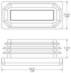Caplugs Plastic Plug for Rectangular Tubing RER 1X1 1/2-10-14 Pack of 40