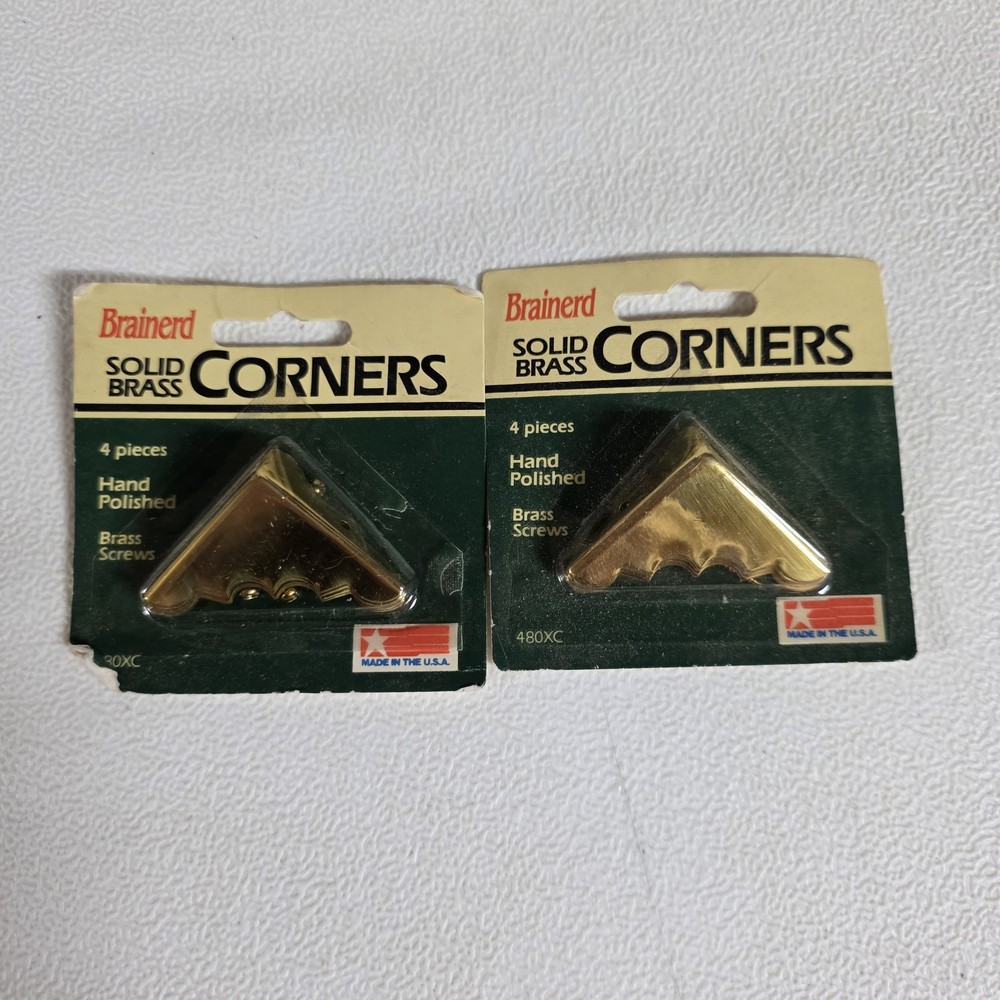 Vintage 8 Brainerd Solid Brass Box Corners + Screws Hand Polished 480XC USA