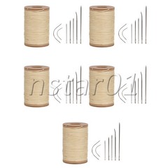 Leather Hand Work Sewing Round Thread Cord 0.55mm Dia 75 Meter Set of 5 Beige