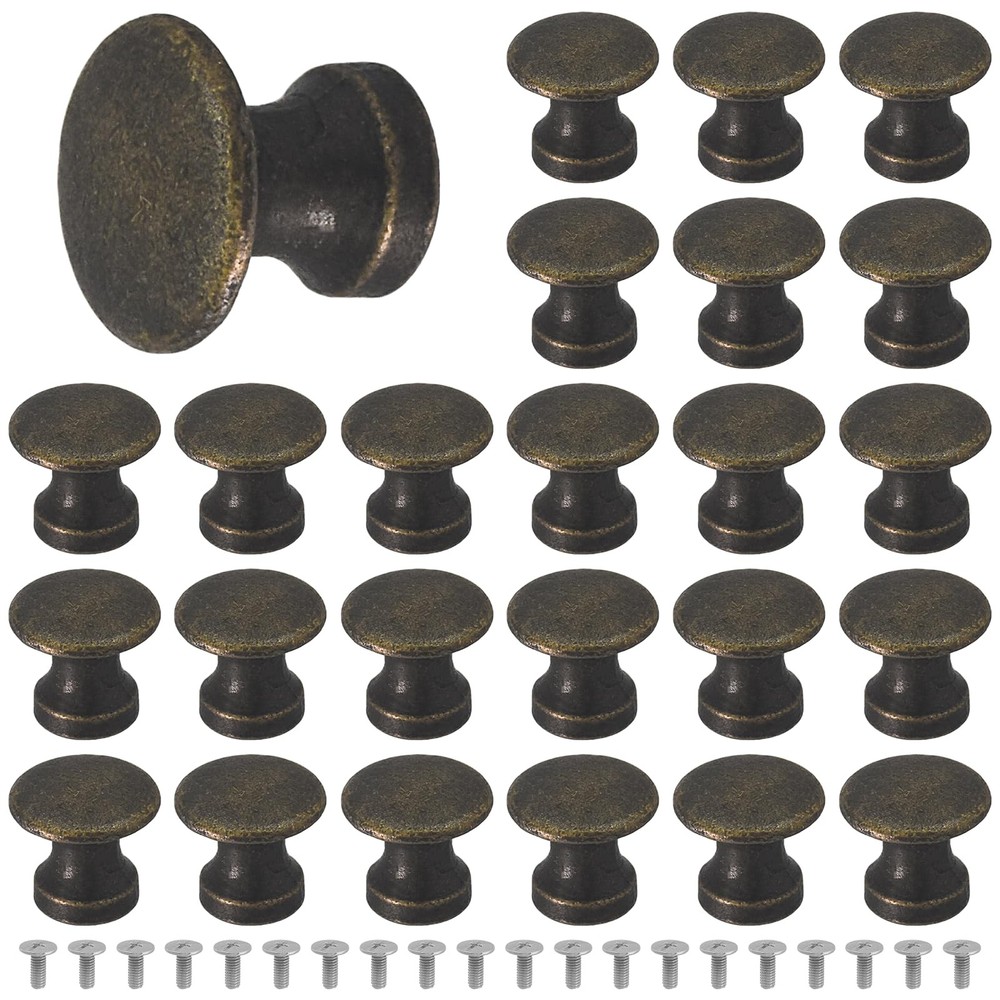 LOLOLE 25PCS Mini Cabinet Knobs, 1/2 Inch Vintage Antique Dresser