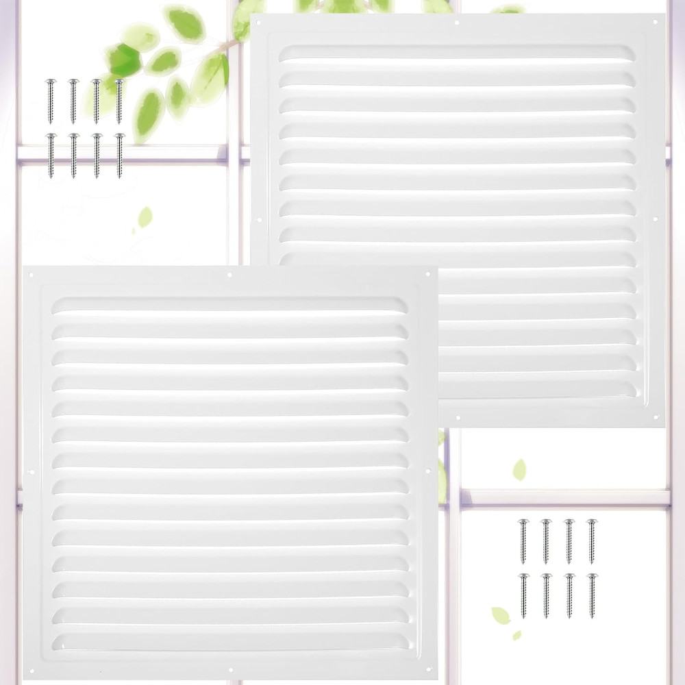 2 Pcs 12″ X 12″ White Aluminum Gable Vents with Screen Mesh – Durable Attic & Wa