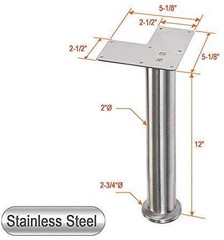 Akb Hardware Stainless Steel Straight Metal Sofa Legs Furniture Legs Round Tube