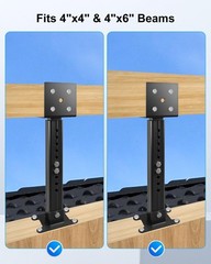 3 Pack Roof Riser Brackets Kit, Adjustable Saddle for 4″X4″ and 4″X6″ Wood Post,