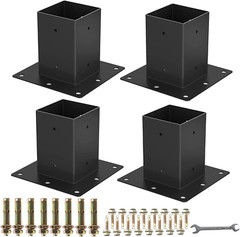 4 X 4 Post Base 4Pcs,Inner Size 3.6″X3.6″Deck Post Base,Heavy Duty Metal Black P