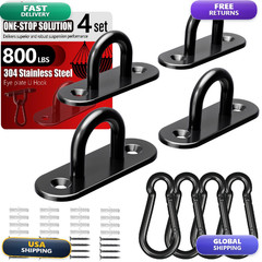 Sprookber 304 Stainless Steel Pad Eye Snap Hooks M6 Heavy Duty Ceiling Hooks