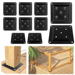 Muzata 10Pack 3.5″x3.5″ Wood Post Plate Connector Deck Post Base Plate Wood F…