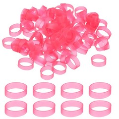 250Pcs Silicone Cable Ties, 12mm Silicone Rubber Bands, Rose Red(19x5x0.6mm)
