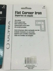 4 – 4″ Flat Corner Iron Braces Zinc Plated Steel 7/8″ Wide Countersunk Rust Free