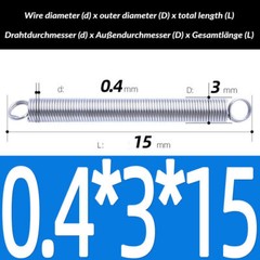 Expansion Spring Extension Expanding Springs 0.4mm A2 Stainless Steel L=15-300mm