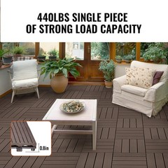 Interlocking Deck Tiles Plastic Wood, 27 Pack,12″x12″ 27 sq. ft Waterproof Outdo