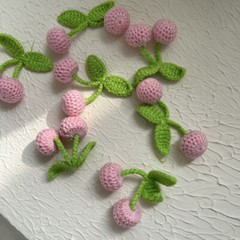 1X Knit Cherry Patch Sweet Cute Accessories DIY Japanese Lolita Sewing Applique
