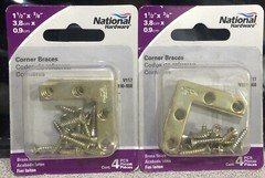 National Hardware 8 pcs 1-1/2″ x 3/8″ Corner Braces Brass Finish N190-868 V117