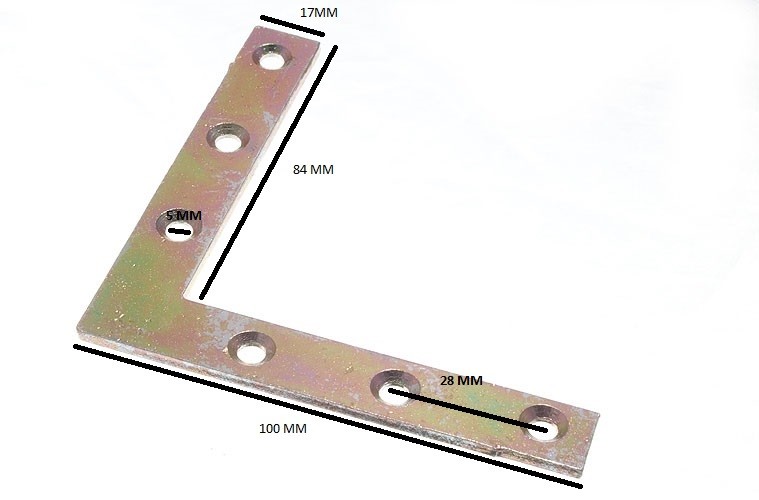 Flat Corner Brace Bracket 100mm X 16mm X 2.5mm 6mm Hole YZP Pack Of 100