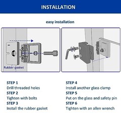 Glass Clamp－4PCS Adjustable Glass Shelf Bracket, 1/3 “-1/2 ” 304 Black-4pcs