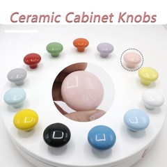 Joyangy 10Pack Ceramic Cabinet Knobs, 1.26Inch/32mm Pink Round 10 Pack,