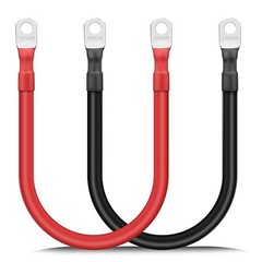2PCS 1/0 AWG 0 Gauge 12 Inch Battery Cables with 3/8″ Lugs Size: 1/0 AWG (1FT)