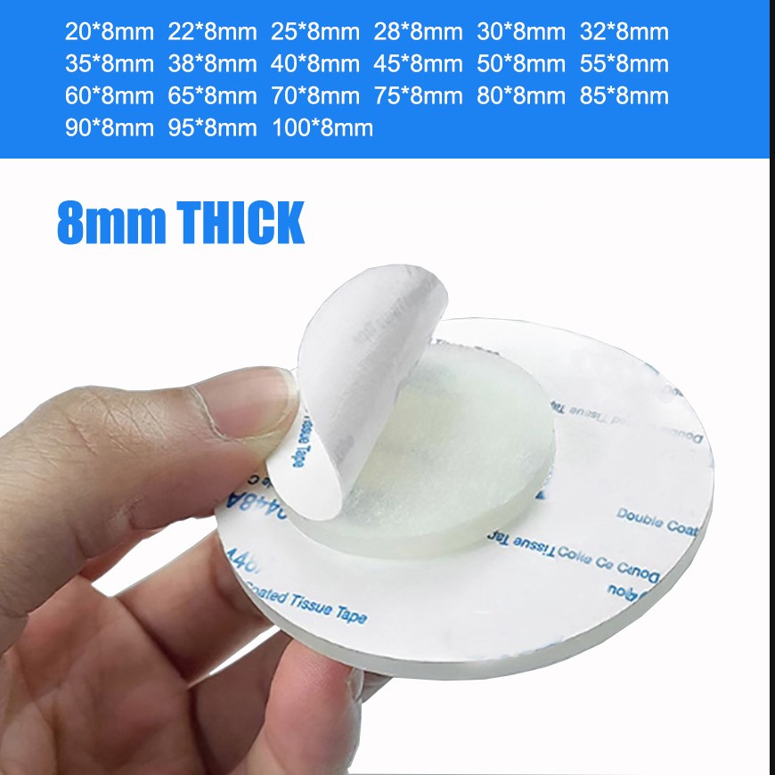 Self Adhesive Backed Round Silicone Discs Pads Disc Sealing Cushioning 8mm Thick