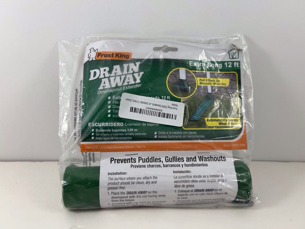Frost King DE300 Standard Plastic Drain Away Downspout Extender, Extends 12-Feet