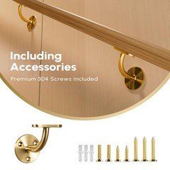 Heavy Duty Gold Handrail Brackets for Indoor Stairs, 304 Stainless Steel Stair R