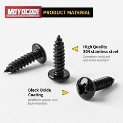 #4 x 1 (100 Pack) Pan Head Sheet Metal Screws Phillips Drive x 1″, Black