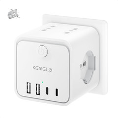Multi Outlet Electric Slipper USB C Flat Schuko Space Saving Plugs Home Office