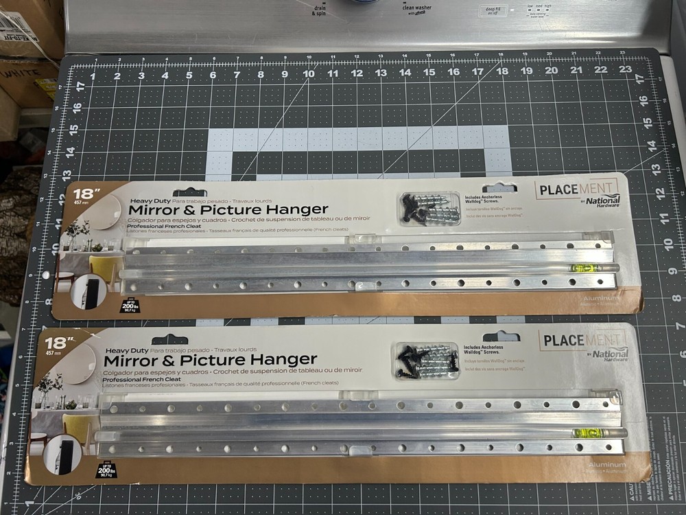 2-pack lot National Hardware N260-144 18″ Heavy Duty Mirror & Picture Hanger