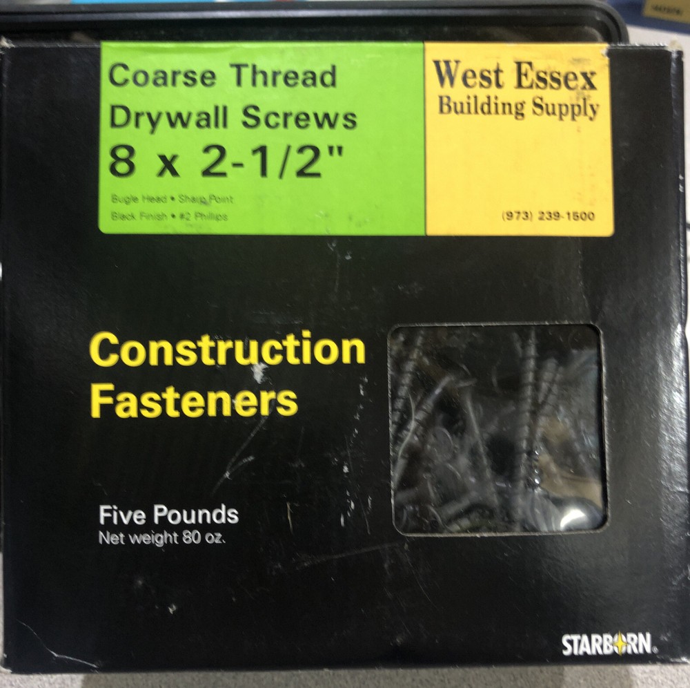 5 Pound Box STARBORN Drywall Screws #8 x 2 1/2” Philips Coarse Thread