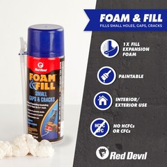 Red Devil 0913 Spray Foam & Fill Small Gaps & Cracks 12 oz, Off White