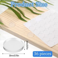 36Pcs 0.78″ Glass Table Top Anti Slip Pads 20 * 2mm Adhesive Clear Rubber Bum…
