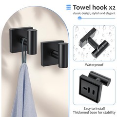 Woekme 5 Pieces Bathroom Hardware Accessories Set Matte Black Towel Bar Set
