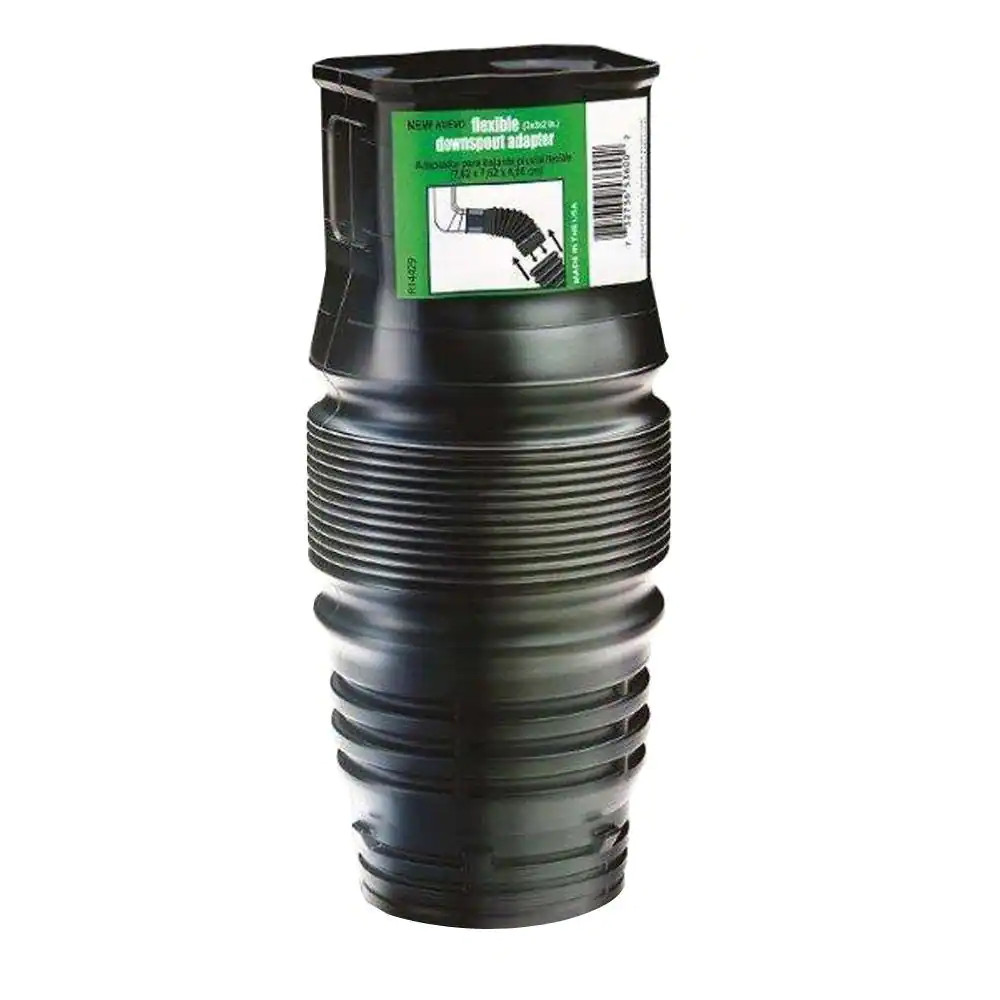 FLEX Drain 2 In. X 3 In. X 3 In. Black Copolymer Downspout Adapter