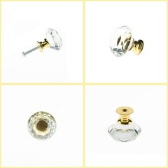YourGift 12 Pack Drawer Knobs Diamond Shaped Crystal 30 mm, 12 Pack, Gold
