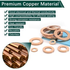 350 PCS, Premium M5, M6, M8, M10, M12, M14, Copper Washers – Metric – 350 Pcs