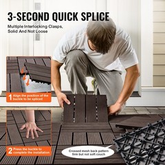 Interlocking Deck Tiles Plastic Wood, 27 Pack,12″x12″ 27 sq. ft Waterproof Outdo