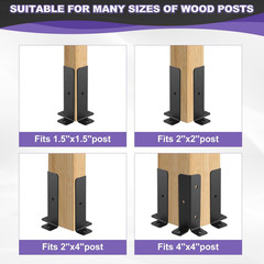 4 Pack Adjustable Post Base Brackets Heavy Duty Steel Fence Deck Wood Post Ancho